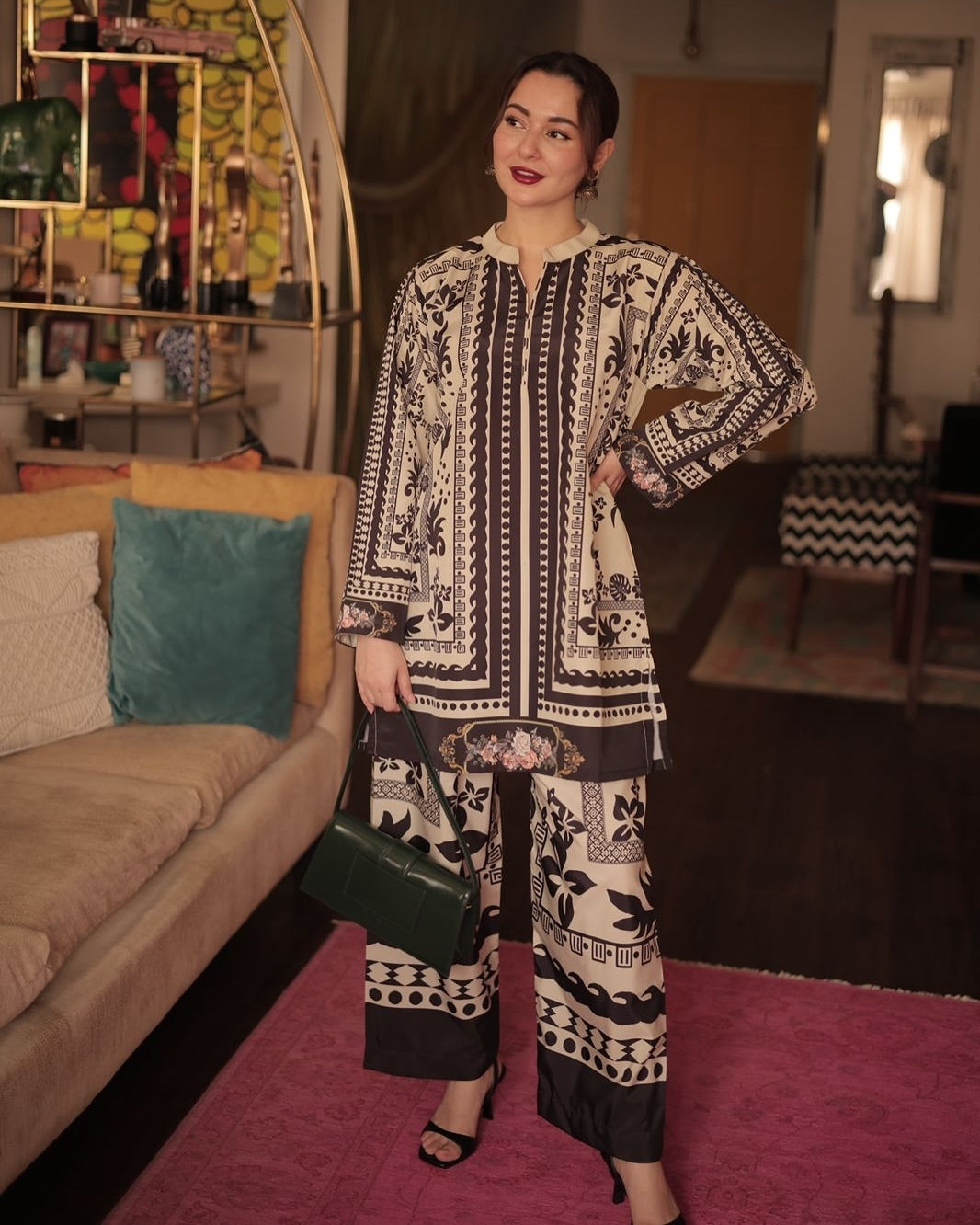 Crepe- Wrinkle Free & Flowy Unstitched 2 piece printed Co-Ord Outfit | WDR-113