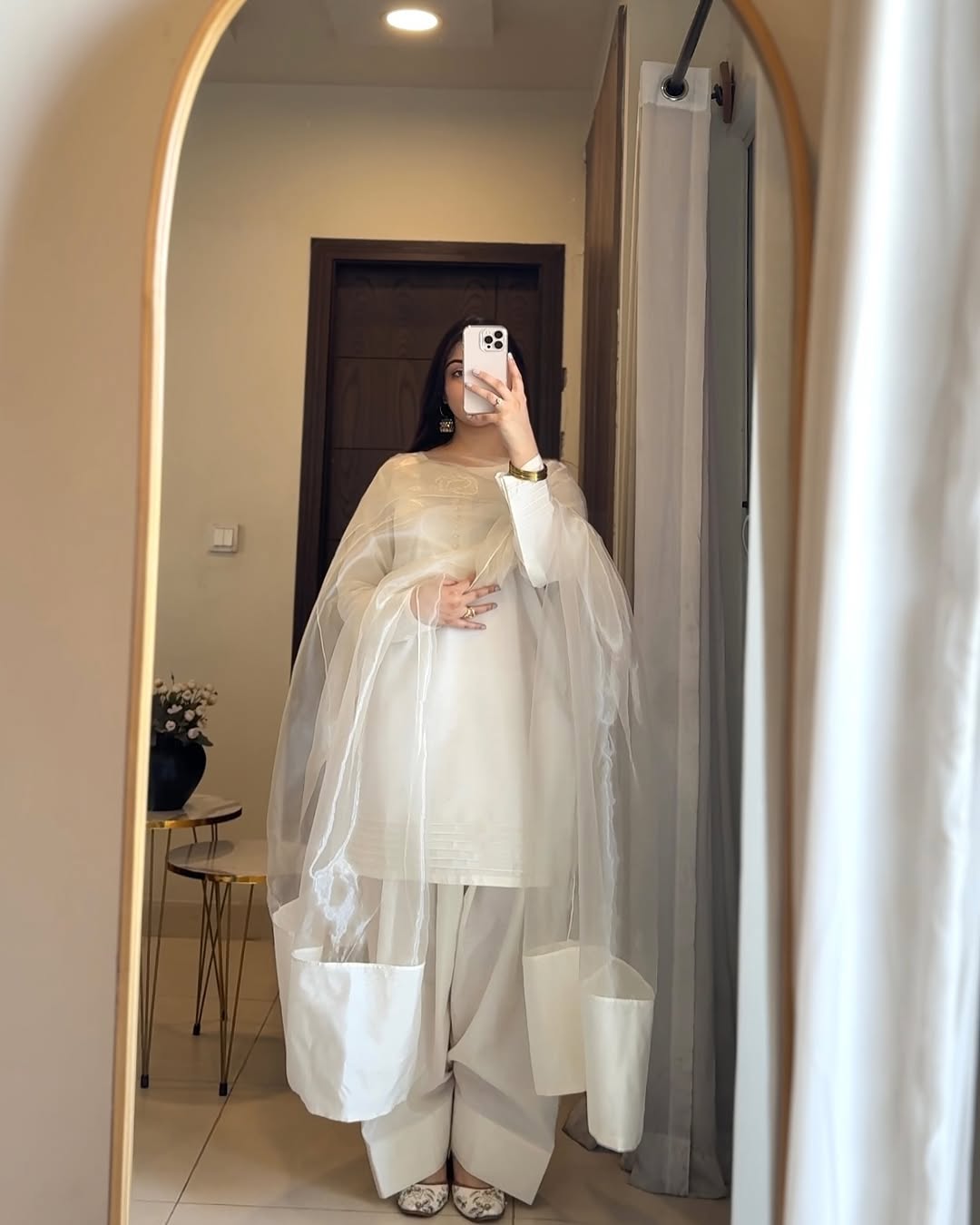 WDR-116 STITCHED RIVAJ FARSHI SHALWAR WHITE