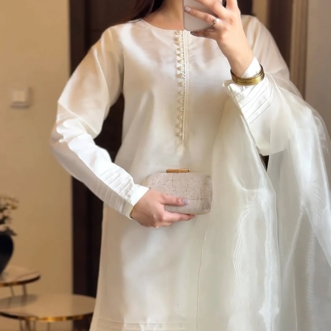 WDR-116 STITCHED RIVAJ FARSHI SHALWAR WHITE