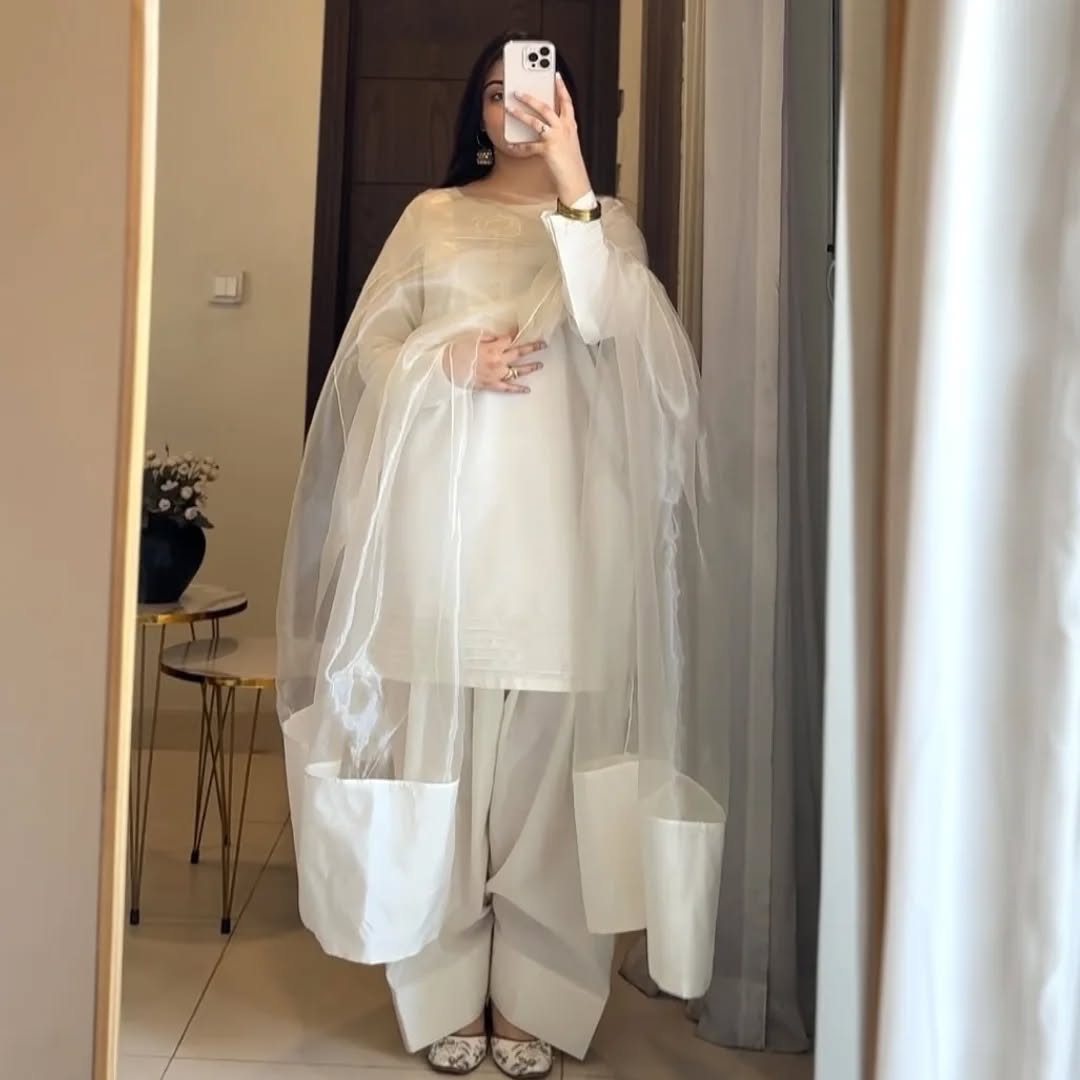 WDR-116 STITCHED RIVAJ FARSHI SHALWAR WHITE