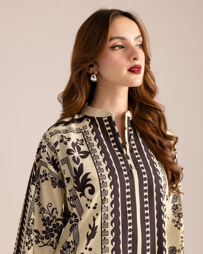 Crepe- Wrinkle Free & Flowy Unstitched 2 piece printed Co-Ord Outfit | WDR-113